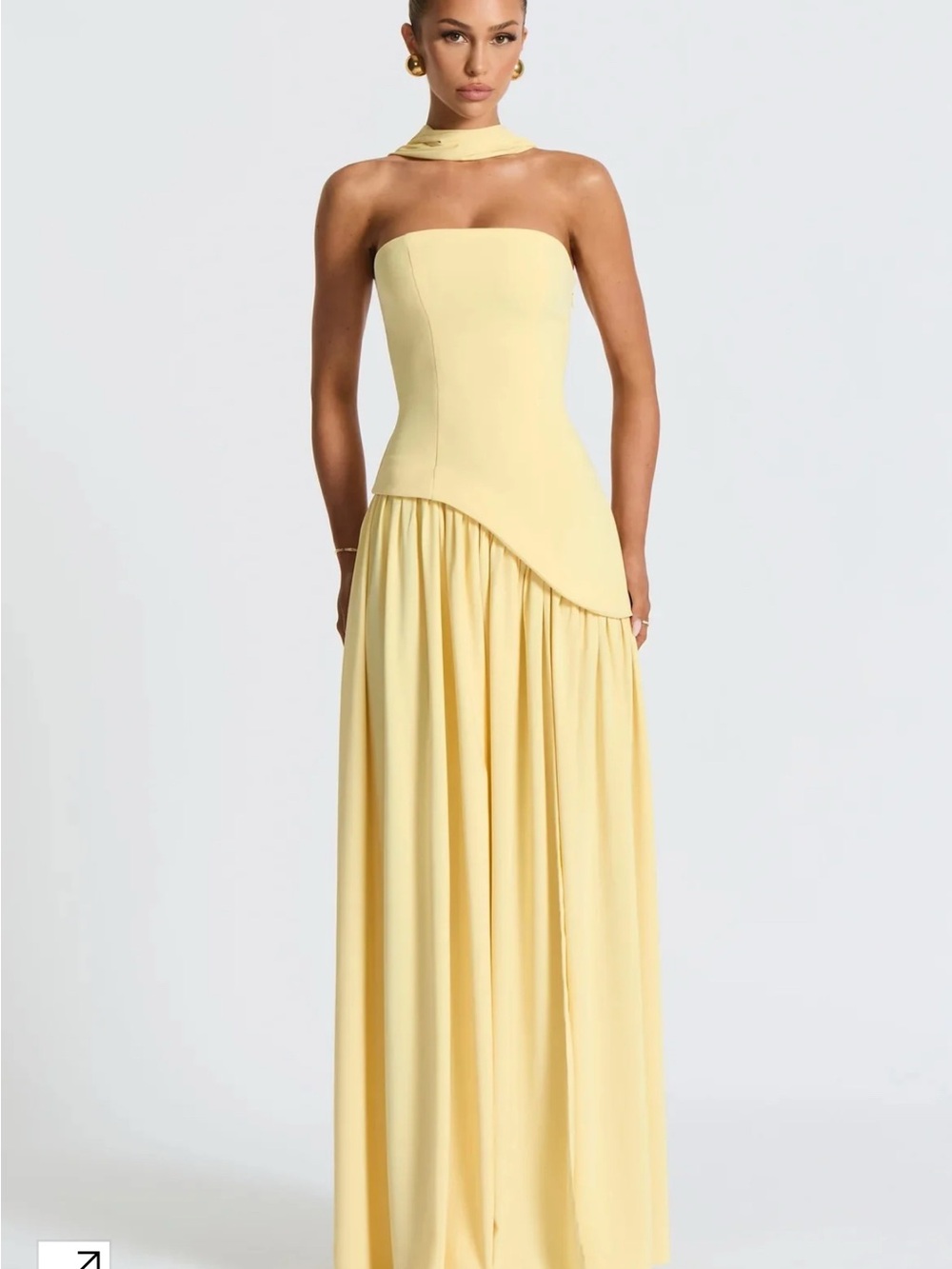 Strapless Chiffon Maxi Dress with Neck Scarf